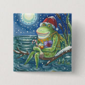 FROG AUF LOG CHRISTMAS HOLIDAY BUTTON Square (Vorderseite)