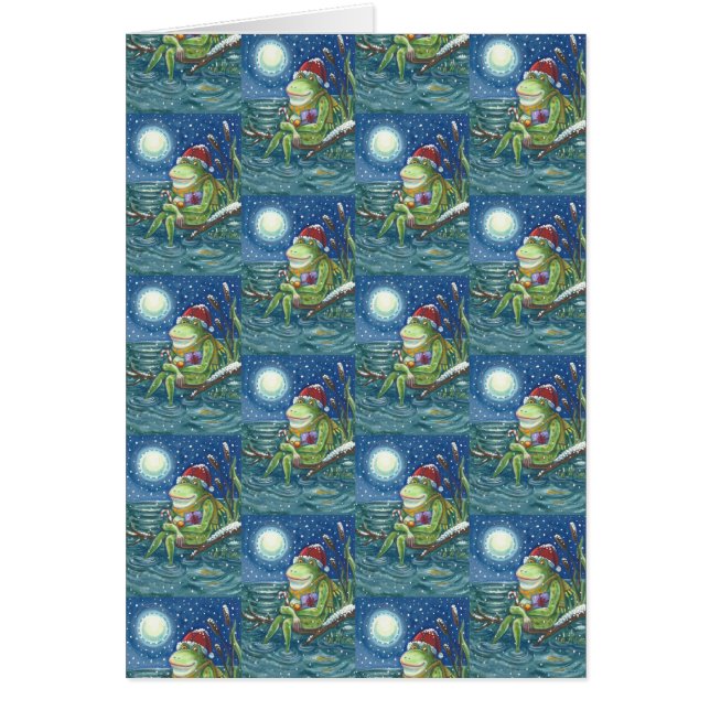 FROG AUF LOG HOLIDAY CHRISTMAS GREETING CARD Blank (Vorne)