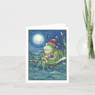 FROG AUF LOG, URLAUBSCHRISTMAS GREETING CARD Blank Feiertagskarte