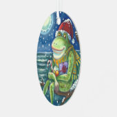 FROG AUF LOG WARMT DAS HERZ, FUNNY, NIEDLICHE WEIH ORNAMENT AUS METALL (Vorderseite links)