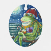 FROG AUF LOG WARMT DAS HERZ, FUNNY, NIEDLICHE WEIH ORNAMENT AUS METALL (Rückseite)