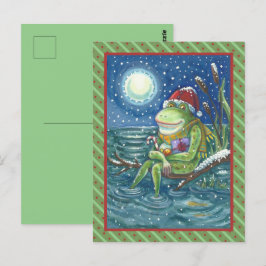 FROG AUF LOG WARMT DAS HERZ, FUNNY, NIEDLICHE WEIH POSTKARTE