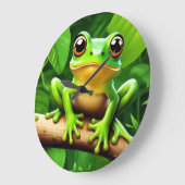 Frog auf Zweig Natur Kunst Große Wanduhr (Winkel)
