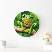 Frog auf Zweig Natur Kunst Große Wanduhr (Zuhause)