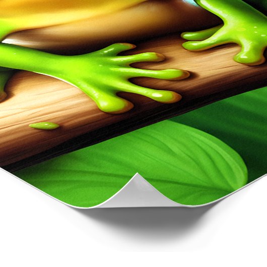 Frog auf Zweig Natur Kunst Poster (Ecke)