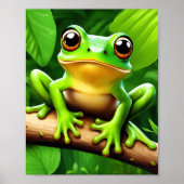 Frog auf Zweig Natur Kunst Poster (Vorne)