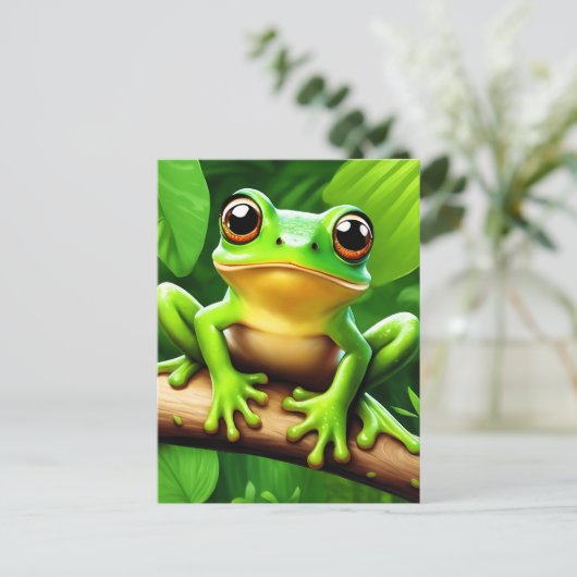 Frog auf Zweig Natur Kunst Postkarte (Stehend Vorderseite)