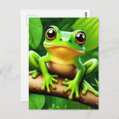 Frog auf Zweig Natur Kunst Postkarte (Vorne/Hinten)
