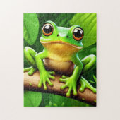 Frog auf Zweig Natur Kunst Puzzle (Vertikal)