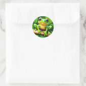 Frog auf Zweig Natur Kunst Runder Aufkleber (Tasche)