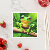 Frog auf Zweig Natur Kunst Serviette (Beispiel)