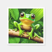 Frog auf Zweig Natur Kunst Serviette (Vorderseite)