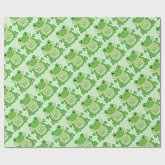 Frog Baby Dusche Green Geschenkpapier (Flach)