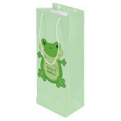 Frog Baby Dusche Green Geschenktüte Für Weinflaschen (Rückseite Schrägansicht)