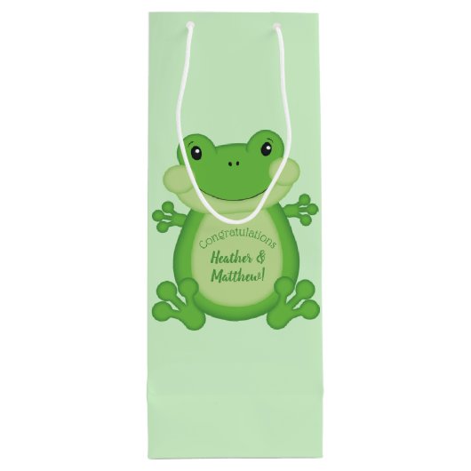 Frog Baby Dusche Green Geschenktüte Für Weinflaschen (Rückseite)