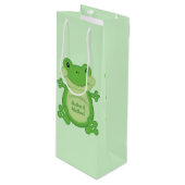 Frog Baby Dusche Green Geschenktüte Für Weinflaschen (Vorderseite Schrägansicht)