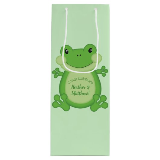Frog Baby Dusche Green Geschenktüte Für Weinflaschen (Vorderseite)