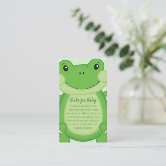 Frog Baby Dusche Grün Begleitkarte (Stehend Vorderseite)