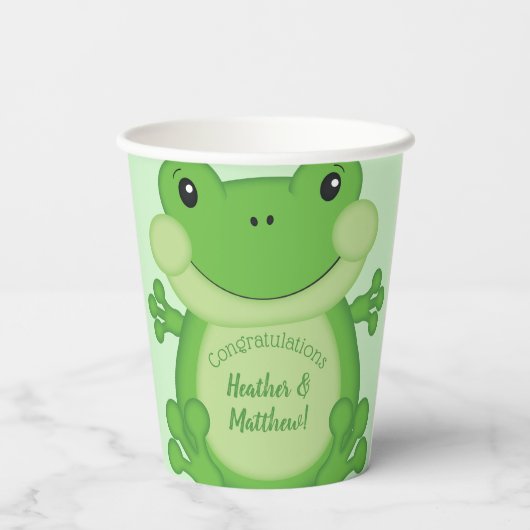 Frog Baby Dusche Grün Pappbecher (Rückseite)