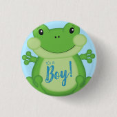 Frog Baby Shower Blue Button (Vorderseite)