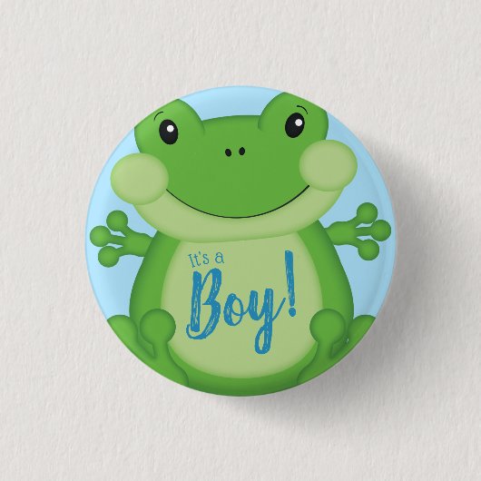 Frog Baby Shower Blue Button (Vorderseite)