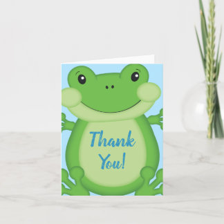 Frog Baby Shower Blue Dankeskarte