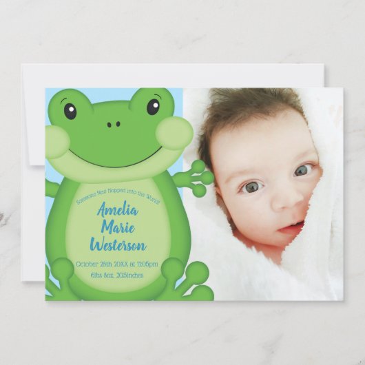 Frog Baby Shower Blue Einladung (Vorderseite)