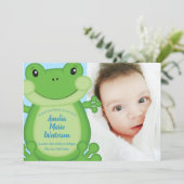 Frog Baby Shower Blue Einladung (Stehend Vorderseite)