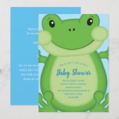 Frog Baby Shower Blue Einladung (Vorne/Hinten)