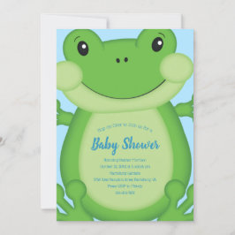 Frog Baby Shower Blue Einladung