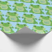 Frog Baby Shower Blue Geschenkpapier (Ecke)