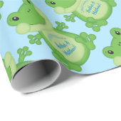 Frog Baby Shower Blue Geschenkpapier (Rolleneckpunkt)
