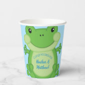 Frog Baby Shower Blue Pappbecher (Rückseite)