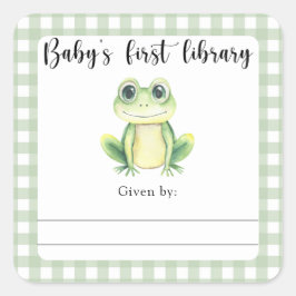 Frog Baby Shower Buchzeichen - erste Babybibliothe Quadratischer Aufkleber