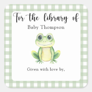 Frog Baby Shower Buchzeichen - für die Bibliothek Quadratischer Aufkleber