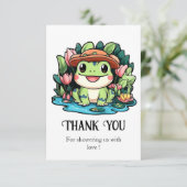 Frog Baby Shower Dankeskarte (Stehend Vorderseite)
