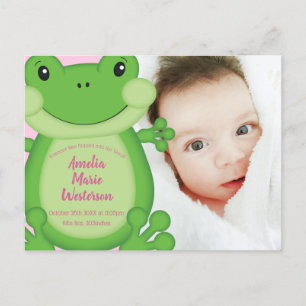 Frog Baby Shower Pink Girl Postkarte
