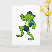 Frog beim Laufen mit Rucksack & Hut Karte (Gelbe Blume)