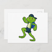 Frog beim Laufen mit Rucksack & Hut Postkarte (Vorne/Hinten)