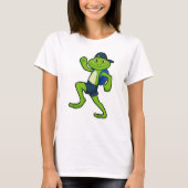 Frog beim Laufen mit Rucksack & Hut T-Shirt (Vorderseite)