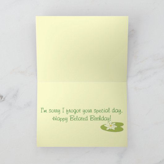 Frog Belated Geburtstagsgrüße Karte (Innenseite)