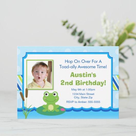 Frog Birthday Einladung 12x18 Toad Einladung (Stehend Vorderseite)