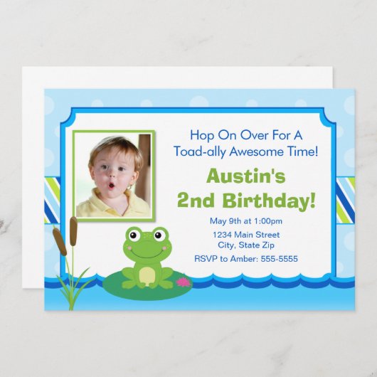 Frog Birthday Einladung 12x18 Toad Einladung (Vorne/Hinten)