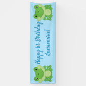 Frog Birthday Party Blue Banner (Vertikal)