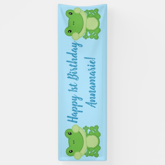 Frog Birthday Party Blue Banner (Vertikal)