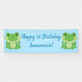 Frog Birthday Party Blue Banner (Horizontal)