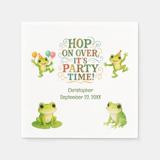 Frog Birthday Party Boy Girl Kleinkind Kinder Serviette (Vorderseite)