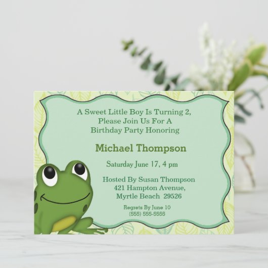 Frog Birthday Party Einladung (Stehend Vorderseite)