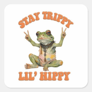 Frog Boho Hippie benutzerdefinierte personalisiert Quadratischer Aufkleber