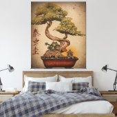 Frog Bonsai Tree Art Design | Animal Lover Gift Leinwanddruck (Insitu (Schlafzimmer))